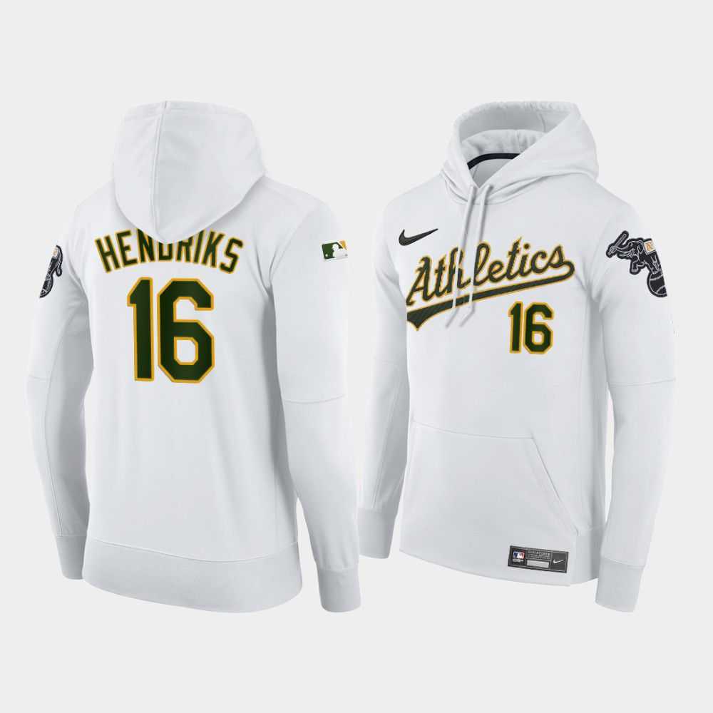 Men Oakland Athletics 16 Hendriks white home hoodie 2021 MLB Nike Jerseys